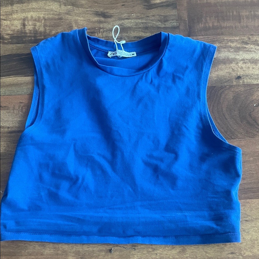 Zara Vibrant Blue muscle tee crop top